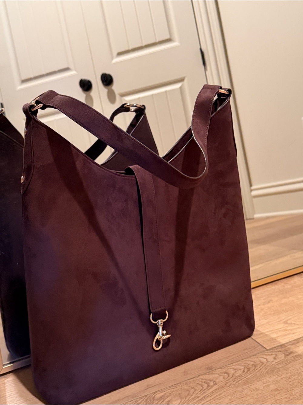 Abercrombie & Fitch Suede Shoulder Tote in brown